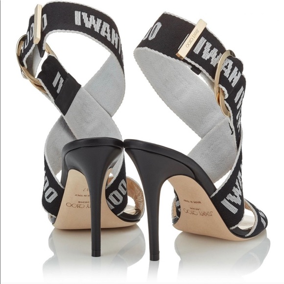 Jimmy Choo Bailey Logo Leather & Canvas Sandals - Picture 3 of 8